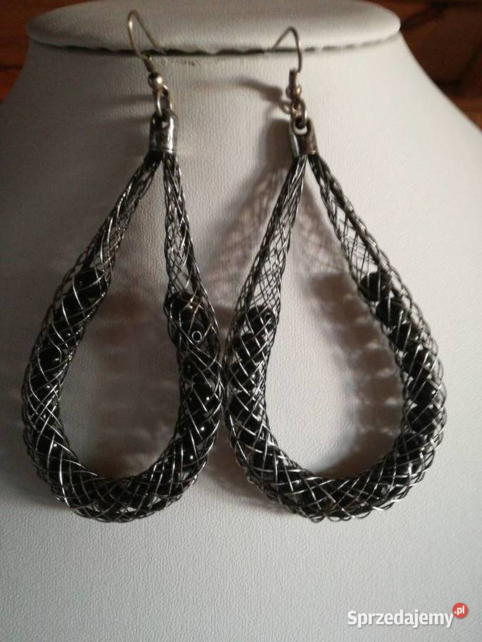 Kolczyki z kuleczkami czarnymi posrebrzane lubelskie Lublin