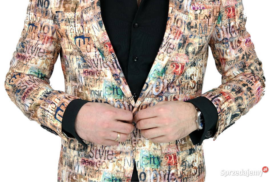 GIOVANNI PERA Marynarka Męska D809 Beżowa napisy Ostrów Wielkopolski