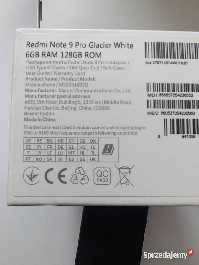Redmi Note 9 Pro 6GB RAM128GB ROM 6000mAh Radom