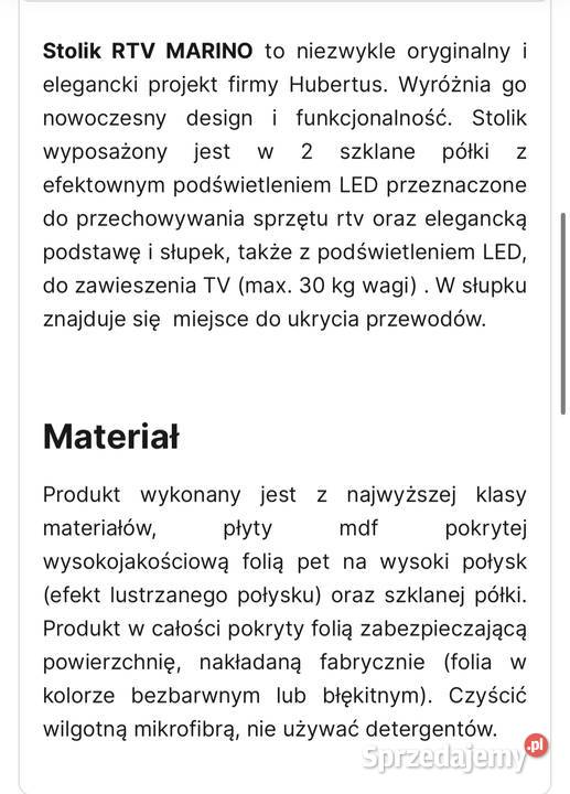 Nowoczesny stolik RTV biały wysoki połysk LED Hipolitów