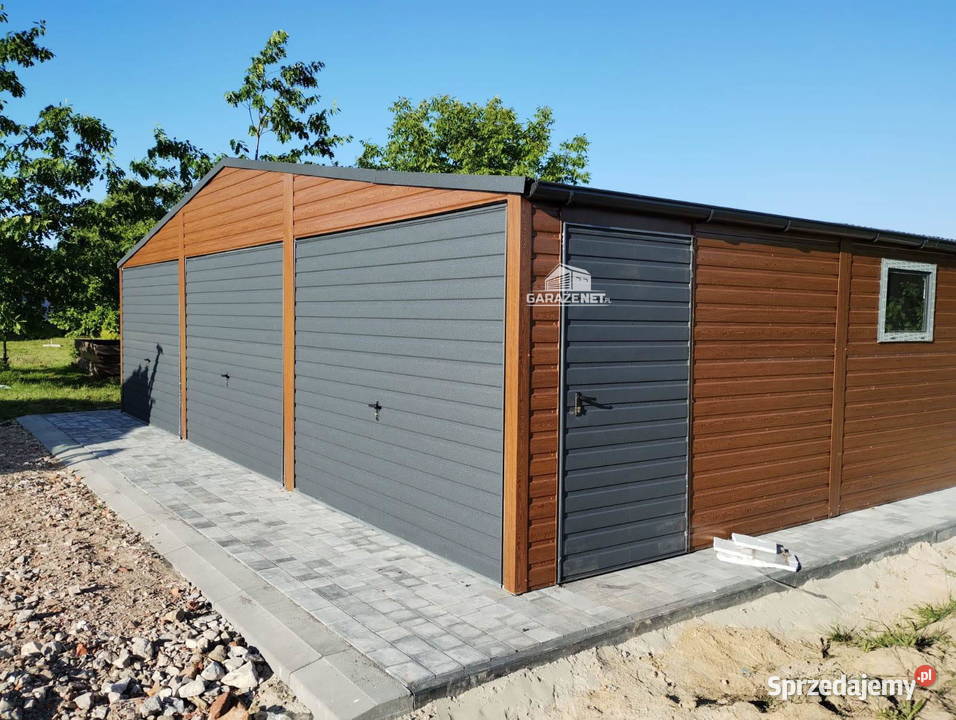 GARAŻ BLASZANY 9m x 6m DWUSPAD 3x BRAMA UCHYLNA Łapanów