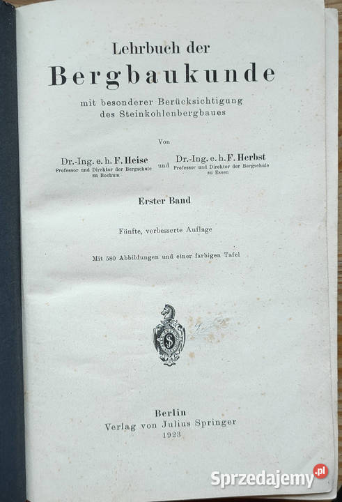 Bergbaukunde Heise Herbst Fritzche band I II Sosnowiec
