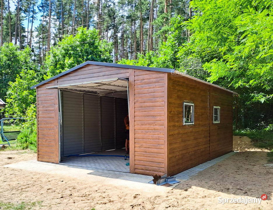 GARAŻ BLASZANY 3m x 6m DWUSPAD BRAMA UCHYLNA Łapanów