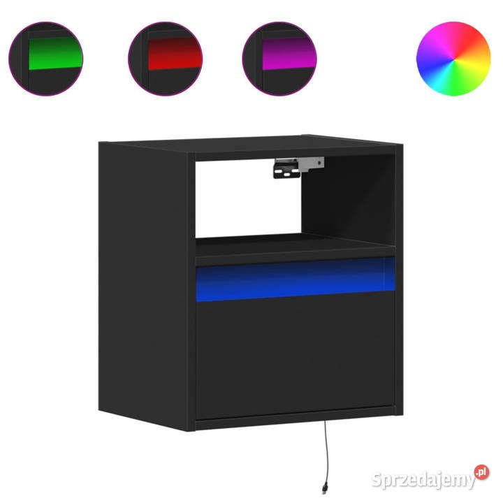 Ścienne szafki TV z LED 2 czarne 41x31x45 mazowieckie Warszawa