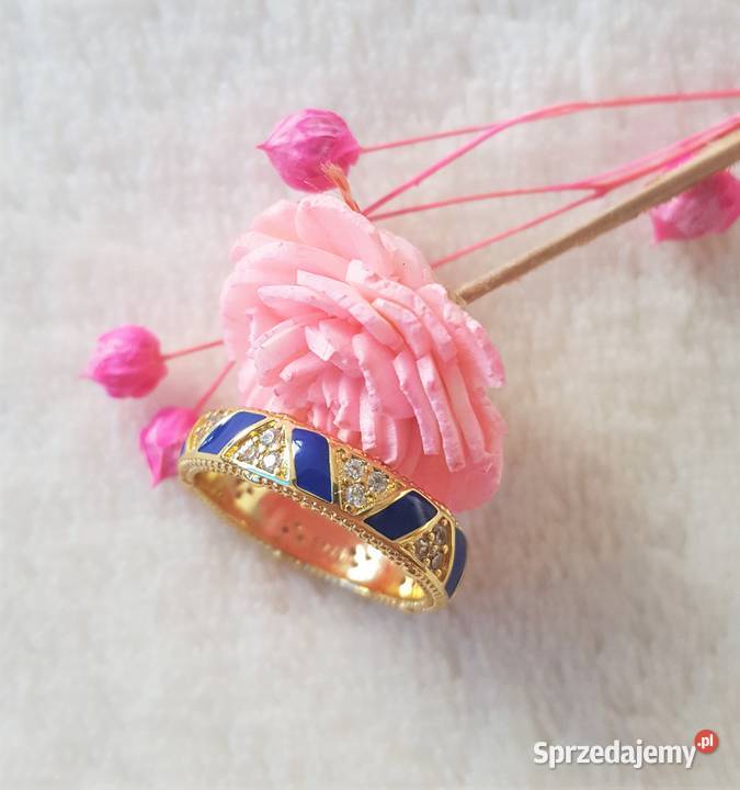 Nowy pierścionek obrączka srebro 925 złoty kolor