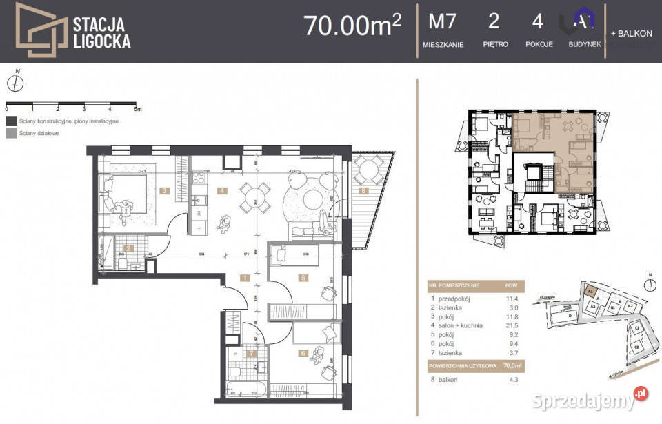 Mieszkanie 70m2 4 pokoje Katowice Rok budowy 2026 Mieszkania śląskie