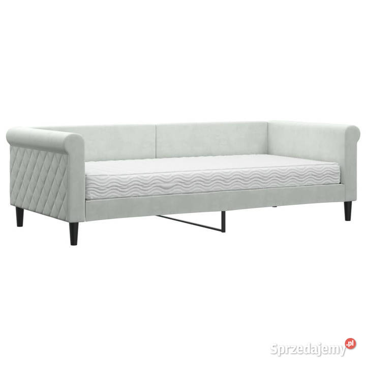 Sofa z materacem do spania jasnoszara aksamit Warszawa