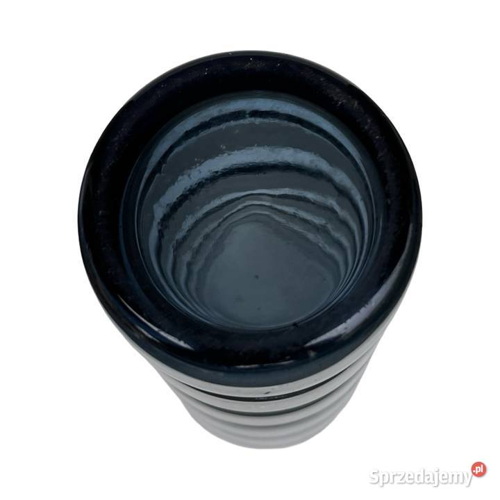 Szklany wazon z dymionego szkła z dekoracją w Warszawa sprzedam