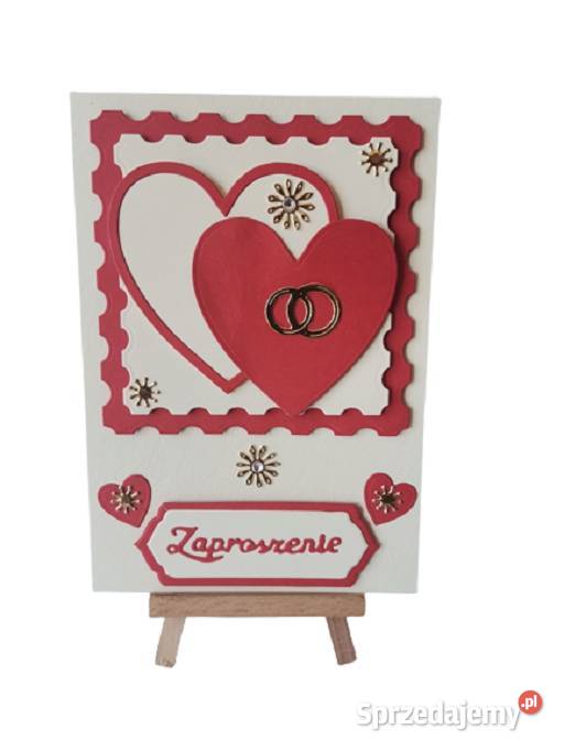 Zaproszenia Ślub Serca Łączone B6 Ecri Czerwień