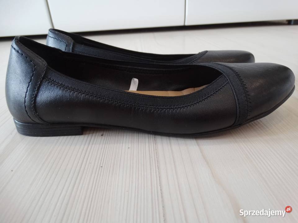 Buty Skórzane Skóra Naturalna Półbuty Baleriny czarny Łomża