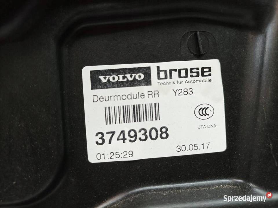 MECHANIZM SZYBY PRAWY TYŁ 3749308 Volvo V60 I Rok produkcji 2017