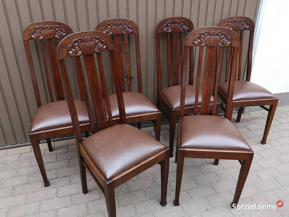 Krzesła Dębowe Wysokie Politura Stare Antyk Swarzędz
