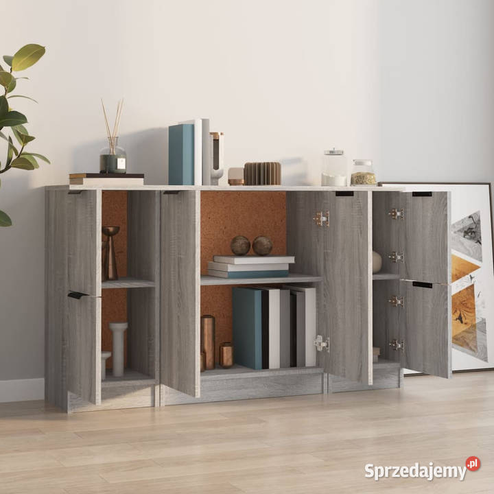Szafki 3 szary dąb sonoma materiał Warszawa
