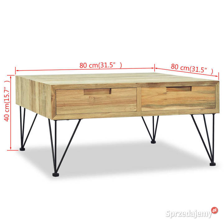 Stolik kawowy 80 x 80 x 40 lite drewno tekowe Warszawa