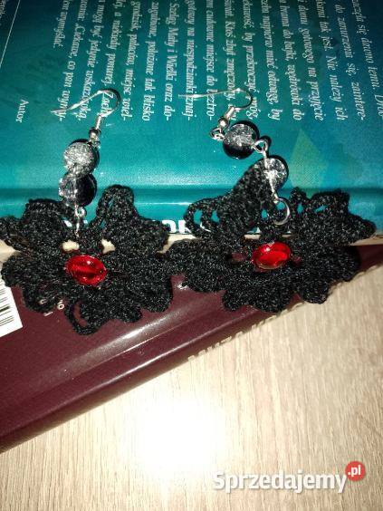 Czarna Perła szydełkowa kolczyki 45 na 65 Słupsk