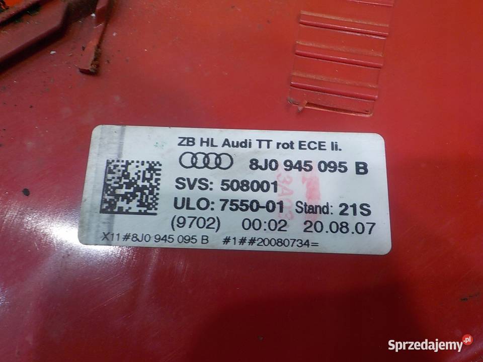 AUDI TT 8J 20 TFSI 07r COUPE 2D lampa lewa tyl Suków