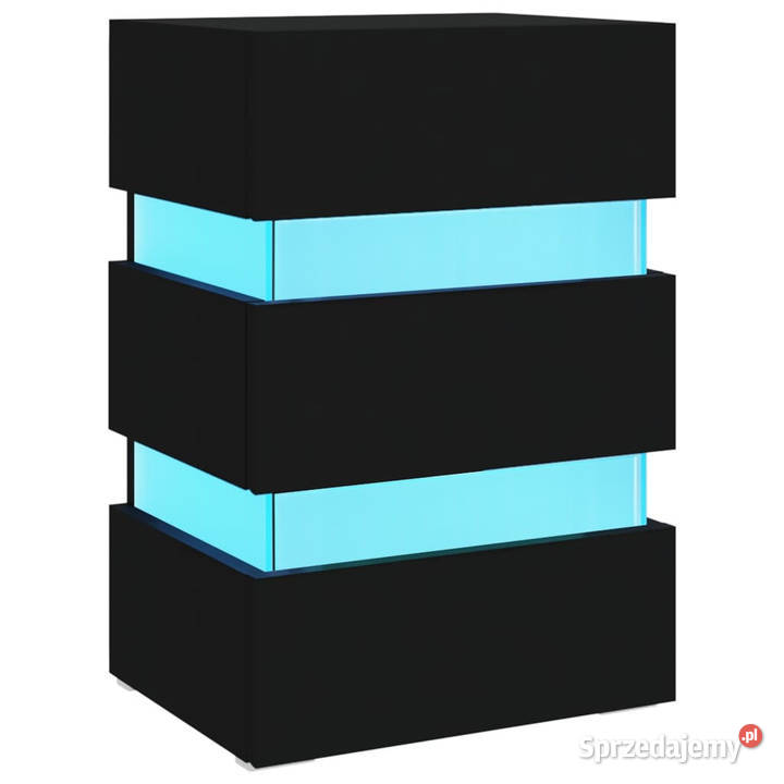 Szafka nocna z LED czarna 45x35x67 materiał Warszawa