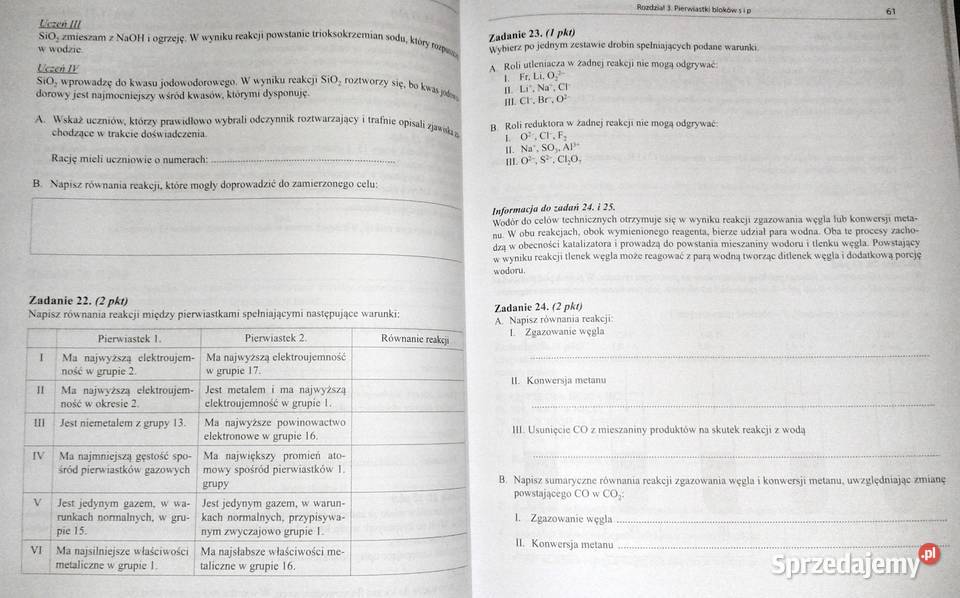 Chemia Pierwiastki i związki nieorganiczne P Chełm sprzedam