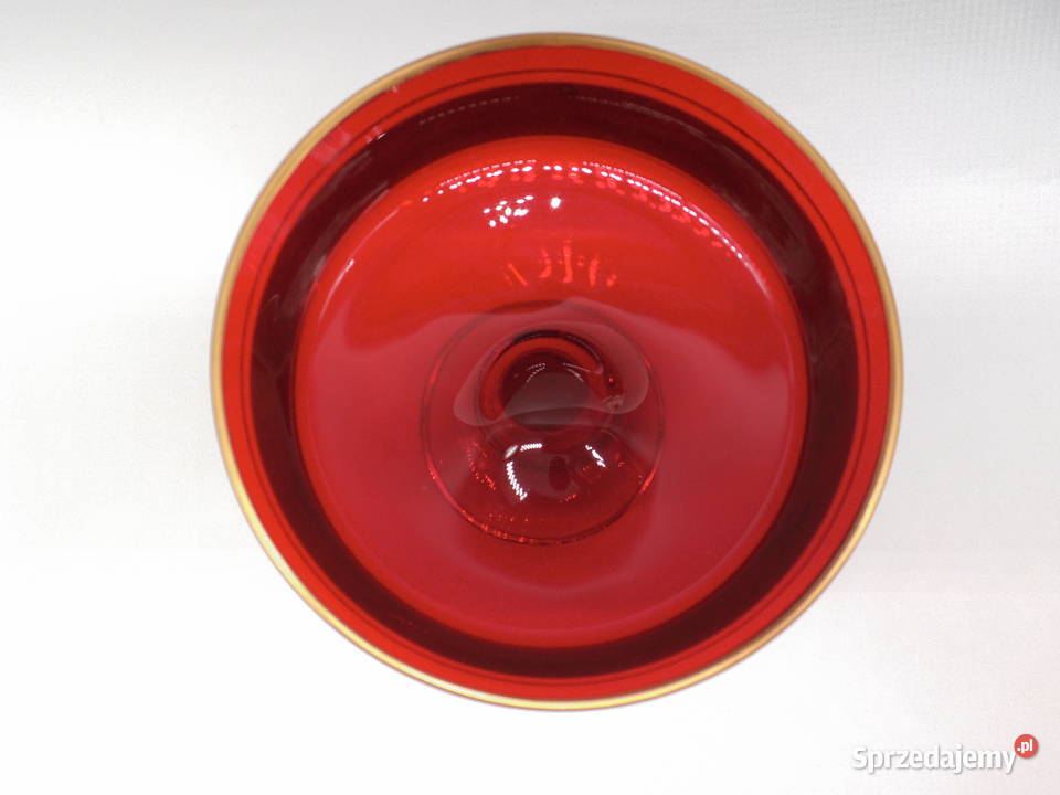 Stara szklana patera owocarka Rubinowe szkło i Porcelana i szkło Raszków