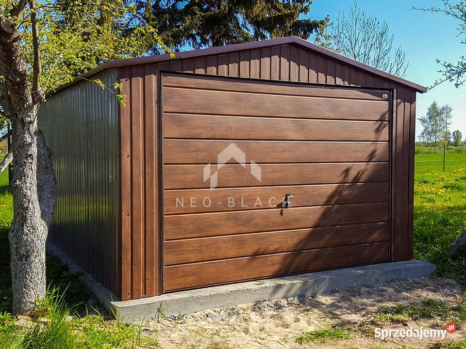 Garaż Blaszany 35x5m Brama uchylna Ciemny Orzech Siedlce