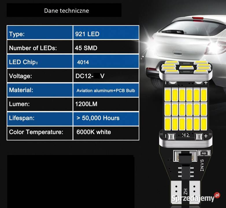 Żarówki T15 W16W 45LED 4014 SMD Światło Cofania Motoryzacja Sieradz