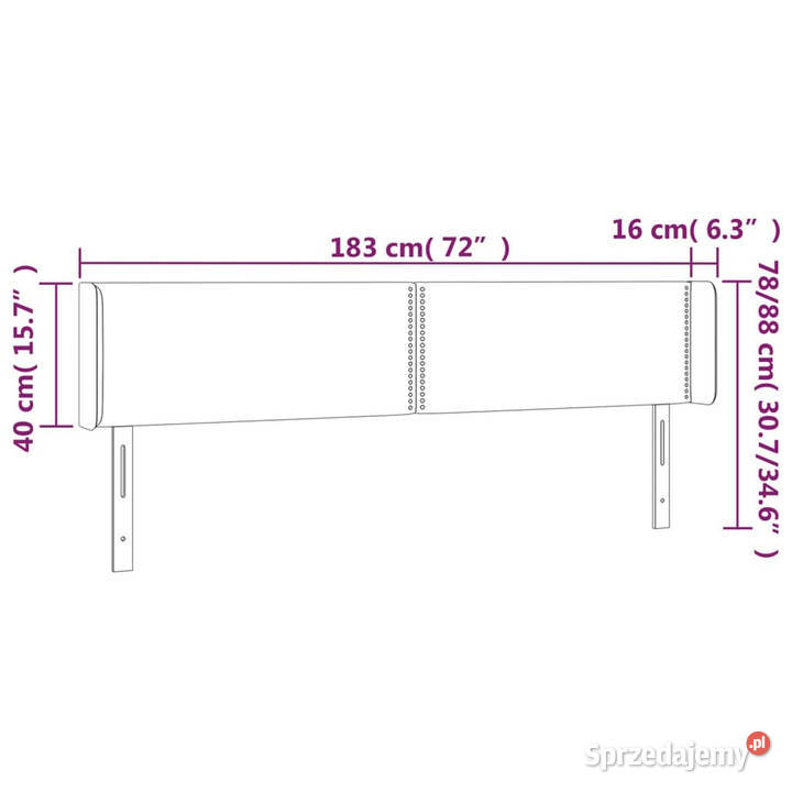 Zagłówek do łóżka z LED szary 183x16x7888 Warszawa sprzedam