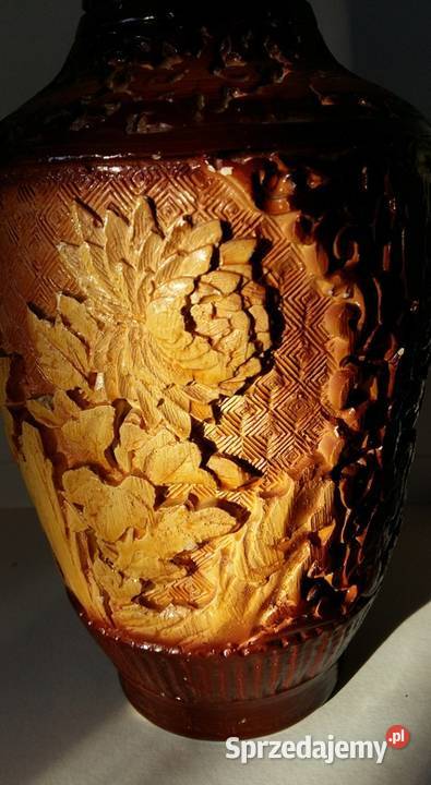 Antyk Retro Chiński Wazon Cynober Rzeźbiony Gdańsk