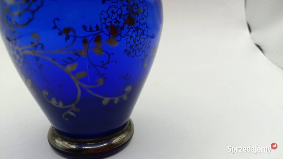 Wazon szklany vintage malowany srebrem Zamość