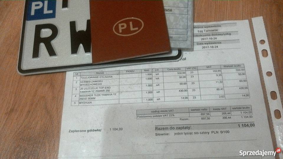 Zarejestrowany Cross Yamaha YZ 250 2t biały Słupca