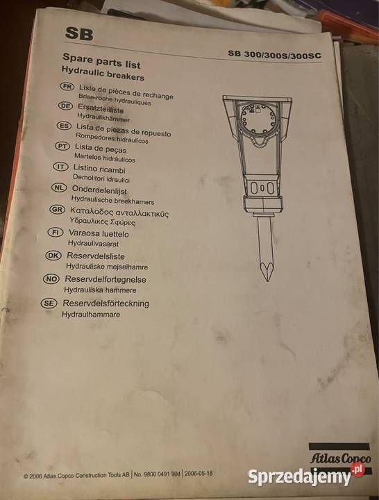 Katalog części młot hydrauliczny SB300 300S Chełmiec