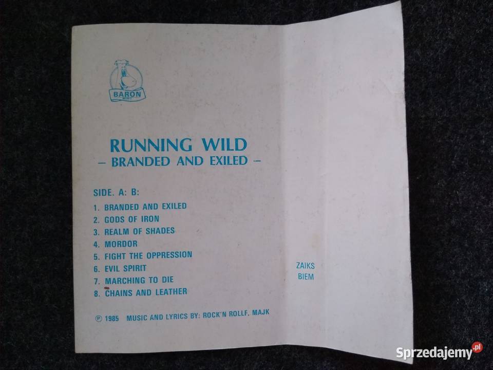 MC cassette cover RUNNING WILD BRANDED AND Gdańsk sprzedam
