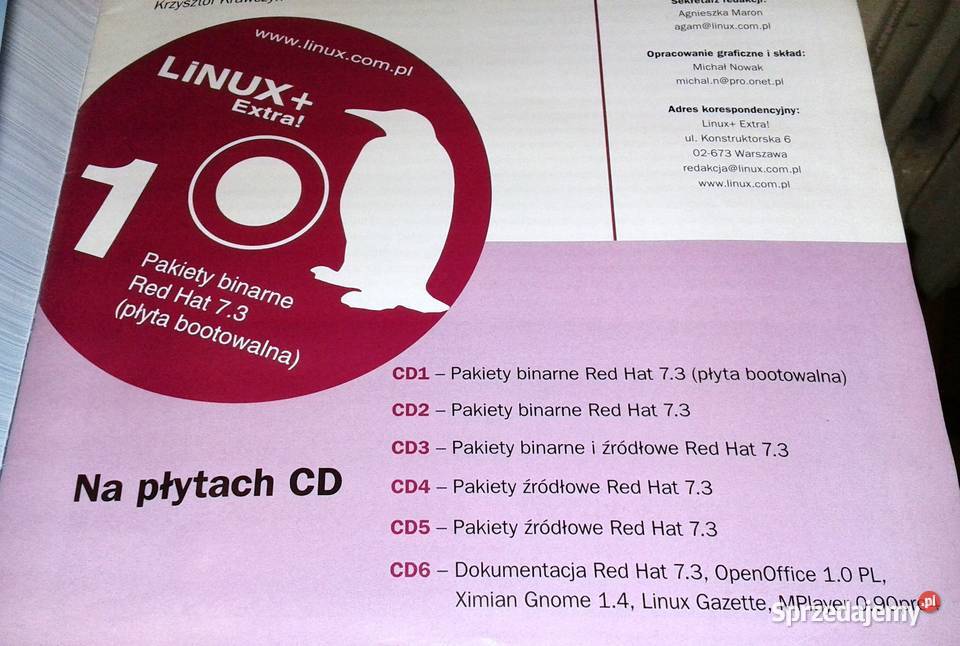 Linux 3 w1 Red Hat Linux 73 OpenOfficeorg 10 Rok wydania 2002