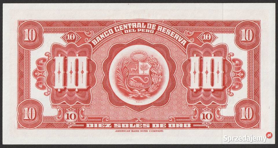 PERU 10 SOLES DE ORO 1965 STAN UNC łódzkie Łódź