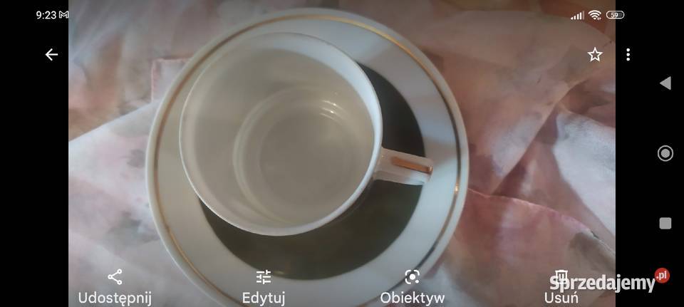 Duża stara filiżanka poczXX w zieleń róża Porcelana i szkło dolnośląskie Wrocław