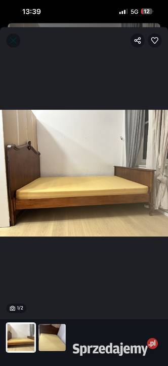 Łóżko 140x200 dębowe z materacem