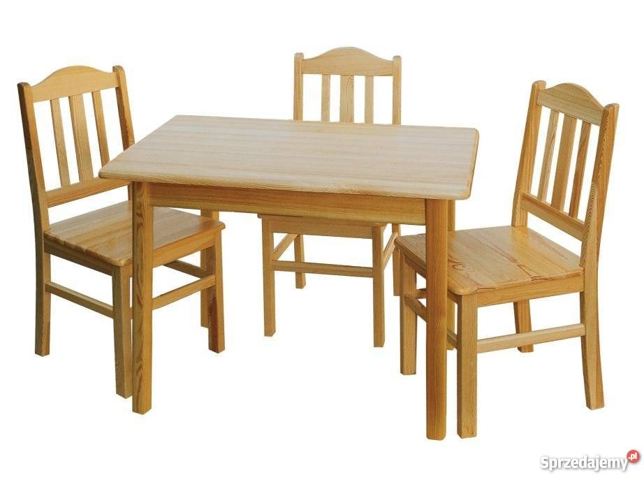 Komplet stół 110x70 i 4 krzesła sosnowe  prowansalski