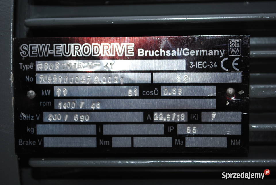 Motoreduktor 11kw 48obrmin firmy SEW Kargowa