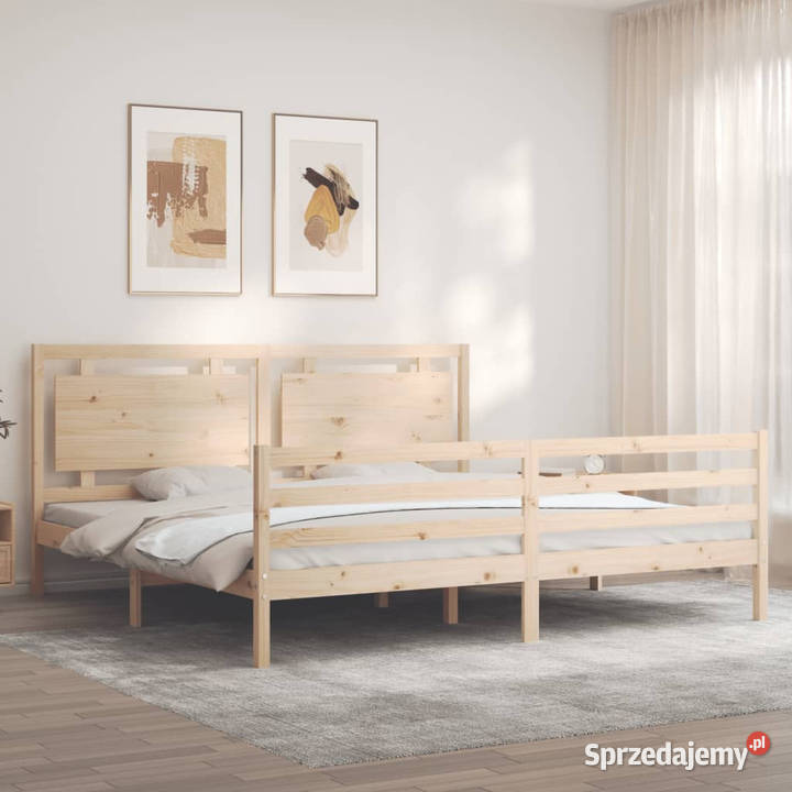 Rama łóżka z wezgłowiem lite drewno 200x200 100cm Warszawa sprzedam