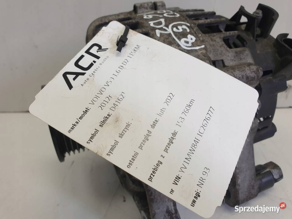 ALTERNATOR Volvo S40 II V50 16 D D2 30659389 Chełm