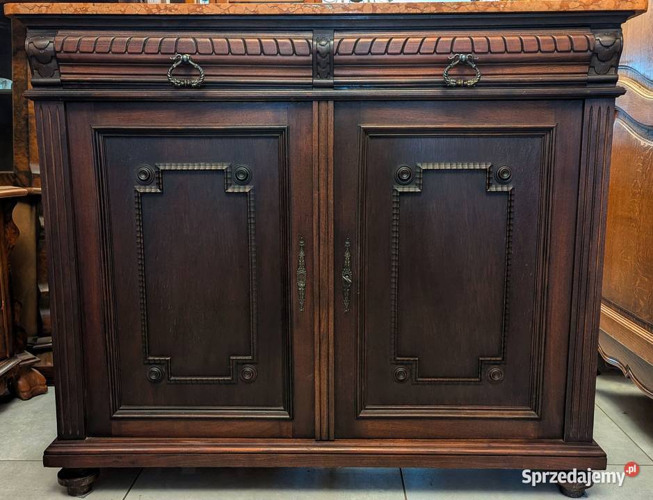 Piękna dębowa komodaszafka secesyjna z marmurem śląskie sprzedam