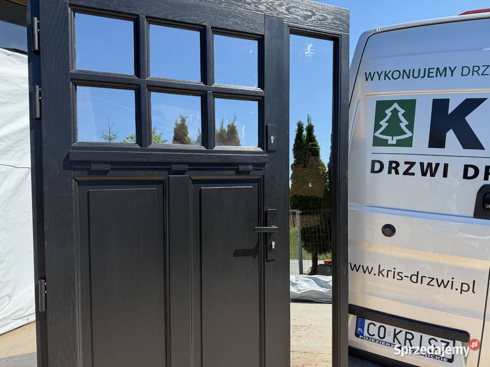 Drzwi zewnętrzne drewniane z doświetlem NA Zabrze