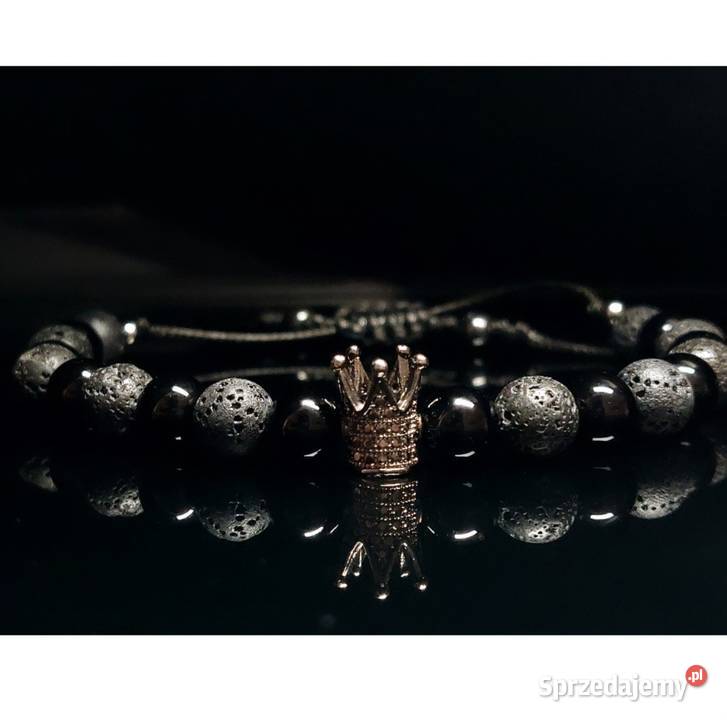 Bransoletka korona stal kamień Lawa Agat sprzedam