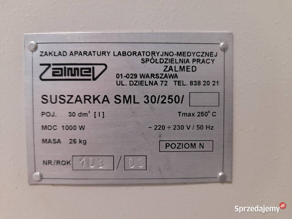 suszarka sterylizator ZALMED SML 30250 mazowieckie Warszawa