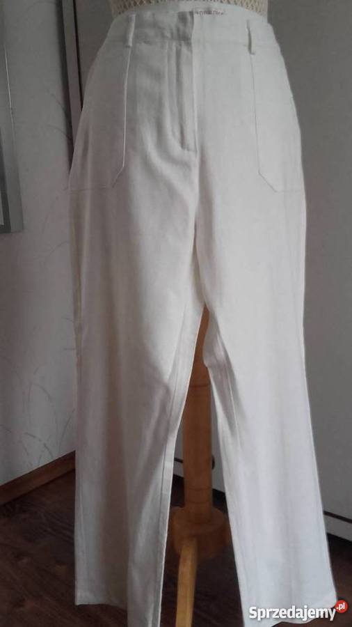 ANGIELSKIE MARKOWE LNIANE SPODNIE KOLOR IVORY r Piła