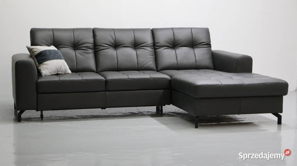 TOH Narożnik z funkcją spania skóra naturalna