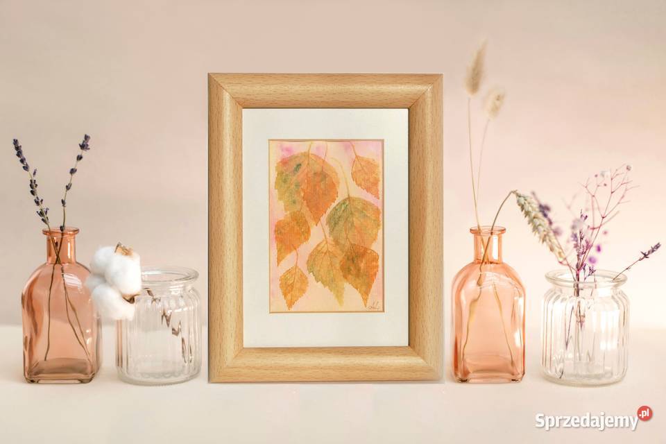 Jesienne listki brzozy akwarela Daniel Smith Lublin