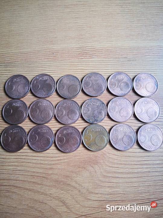 Zestaw monet 5 euro cent. Różne roczniki od 1999 monety.