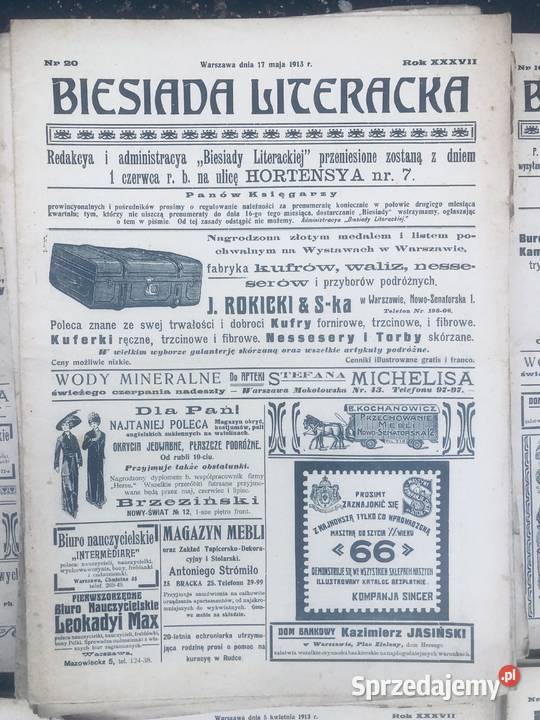 Biesiada Literacka Warszawa 1912 do 1913 roku 52 Antyki, Sztuka, Kolekcje łódzkie Łowicz