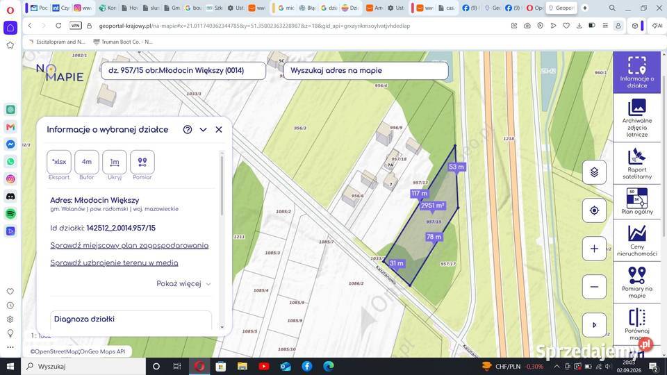 Działka budowlana w Młodocinie Większym koło 2943m2 Radom