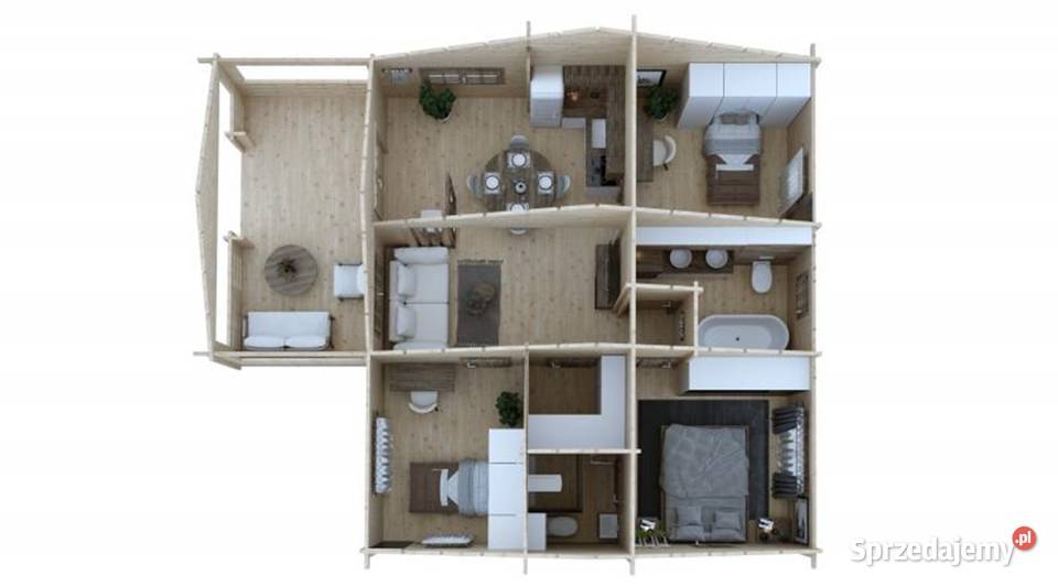 dom drewniany z bali KALIFORNIA Architektura ogrodowa Miłosław sprzedam